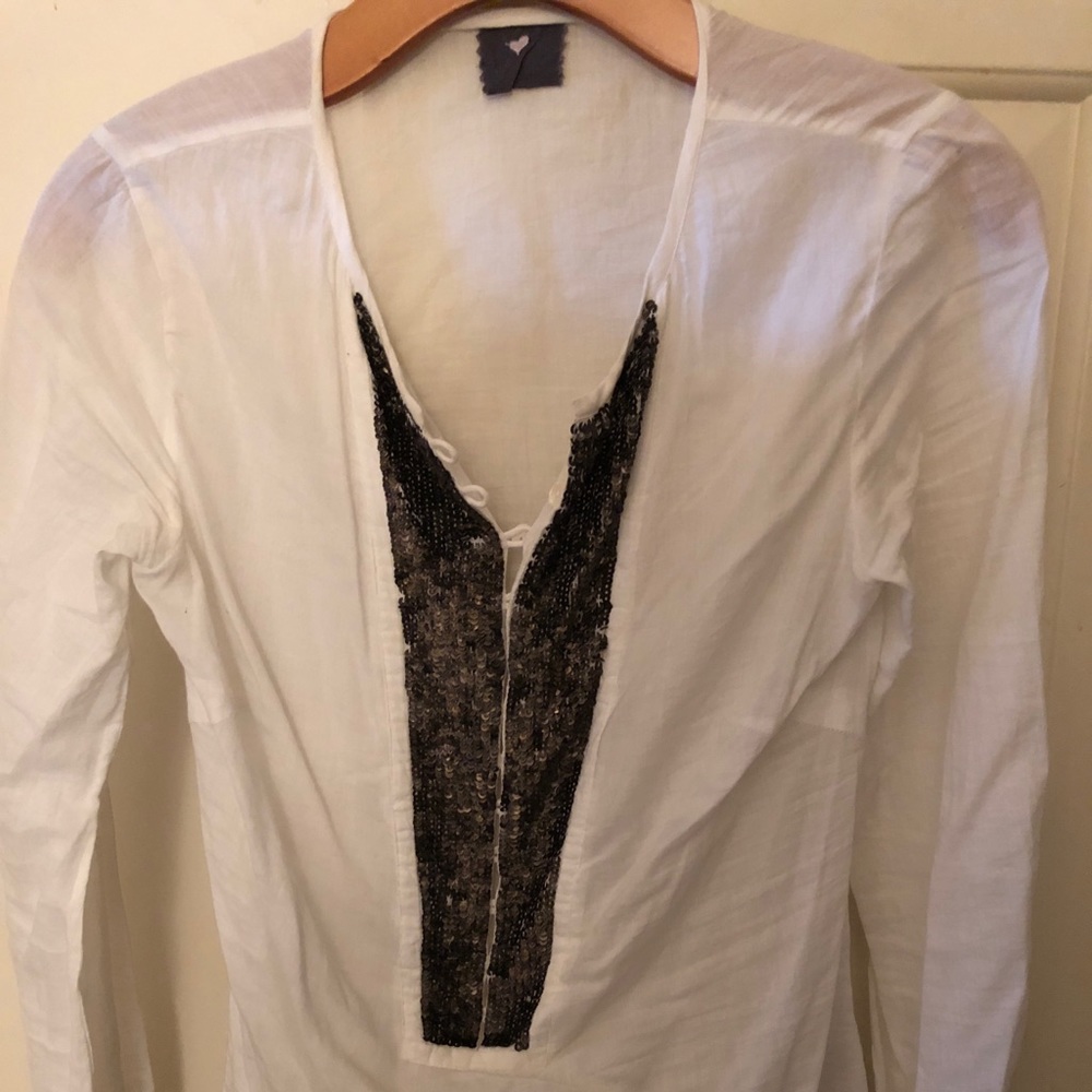 Designer white shirt with gold sequin detail